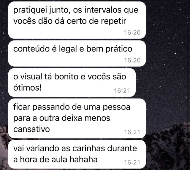 Mensagem de um aluno da SpeakPro contando a evolução no inglês falado